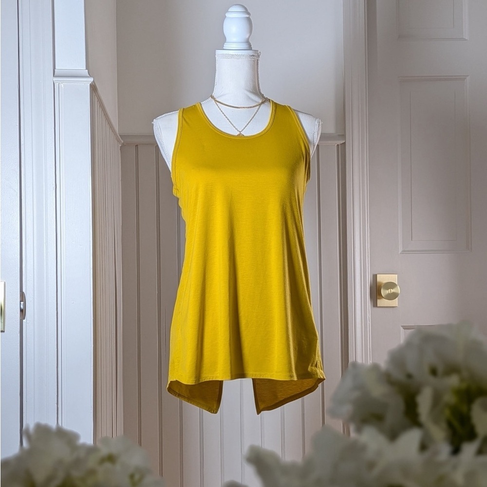 Athleta Yellow Racerback Split Back Tank Top Size Small